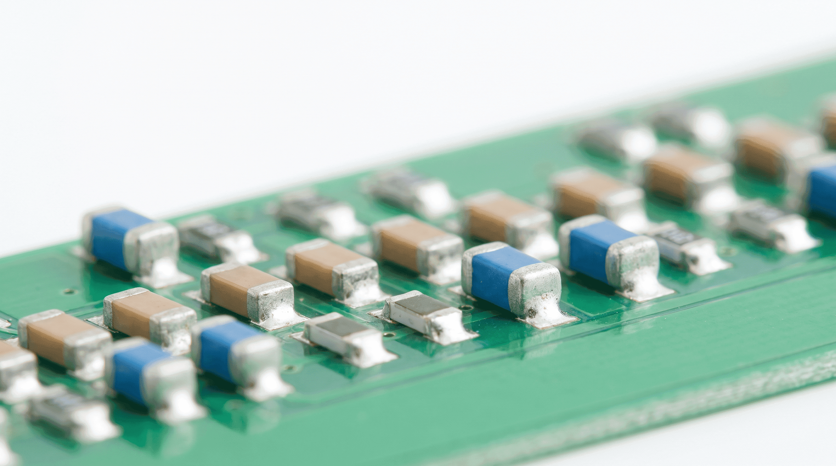 Macro of surface-mount passive components in rows on a circuit board